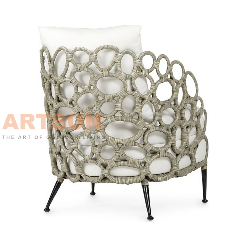 Sofá de cuerda sintética tejida al aire libre para el vestíbulo del hotel de cinco estrellas