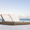 Salón de chaise Double Chaise de madera de madera de teca de playa de hotel mayorista