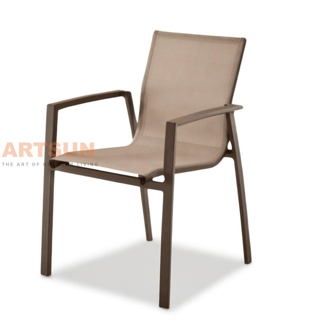 Sillas de comedor apilables de diseño transpirable para jardín al aire libre