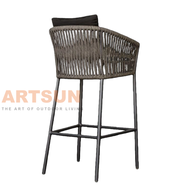 Silla de mostrador de cuerda para exteriores duradera con estructura resistente a la intemperie