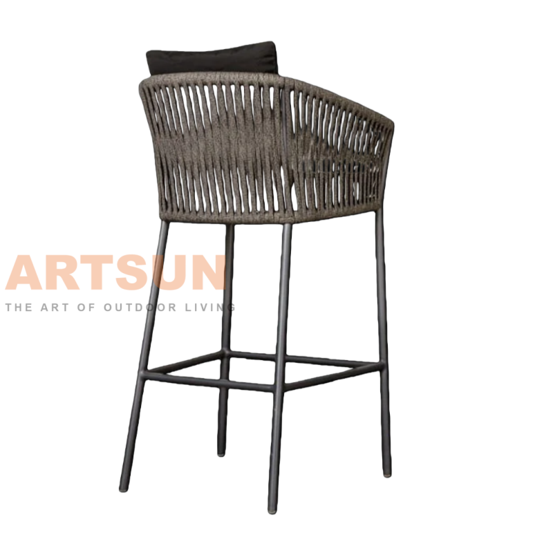 Silla de mostrador de cuerda para exteriores duradera con estructura resistente a la intemperie