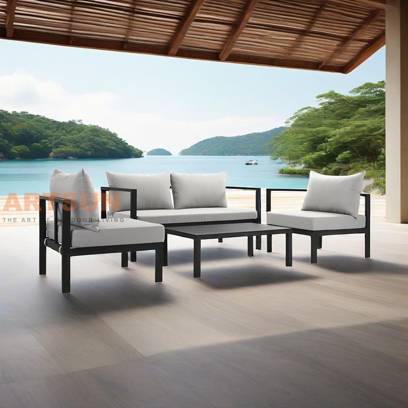 Conjunto de sofás seccionales para exteriores de aluminio moderno de alta calidad