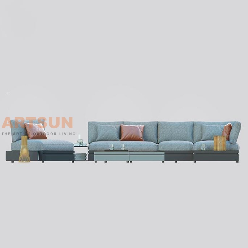  Juego de sofás seccionales de aluminio moderno para patio de lujo para exteriores