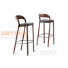 Silla de bar de madera con asiento de cuero PU
