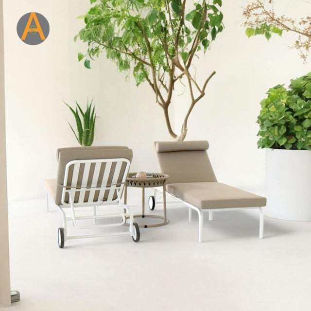 Natación en la piscina ajustable al aire libre chaise salón playa de aluminio solar tiburón con rueda trasera