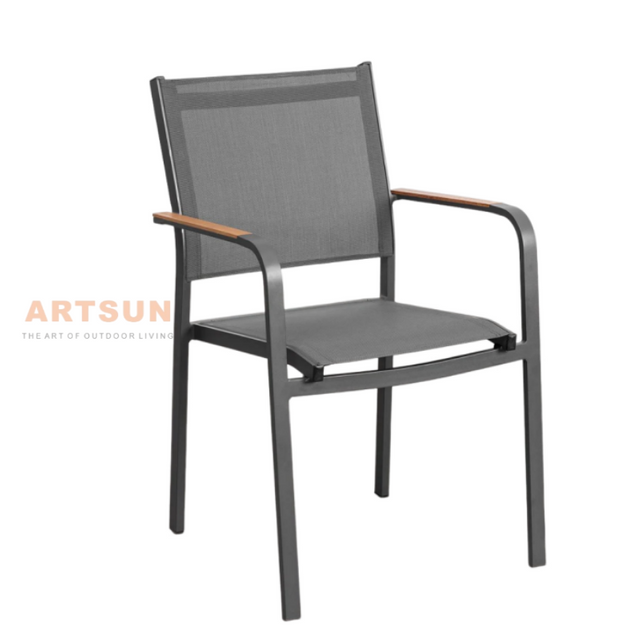 Sillas de comedor apilables de diseño transpirable para patio trasero