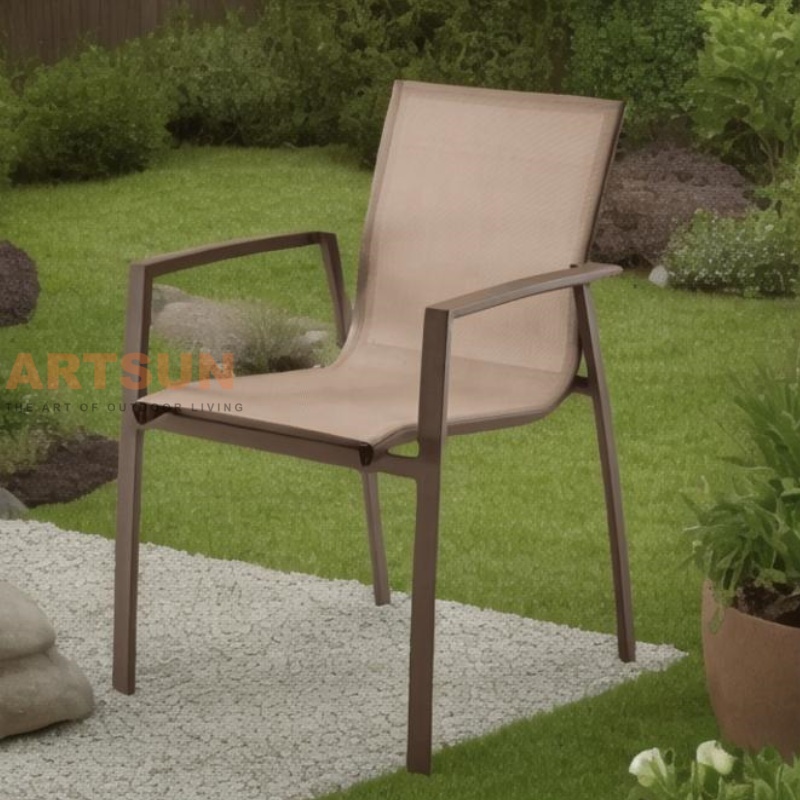 Sillas de comedor apilables de diseño transpirable para jardín al aire libre