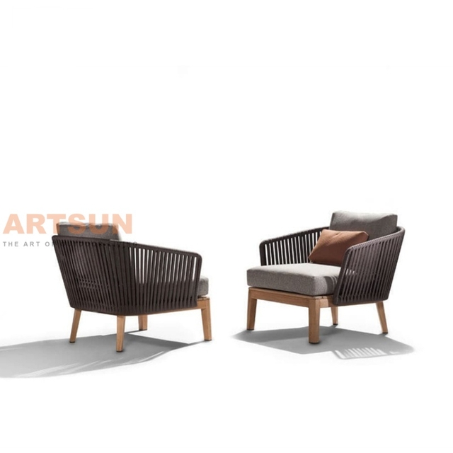 Sillón moderno para sofá de patio con estructura y cojines resistentes a la intemperie