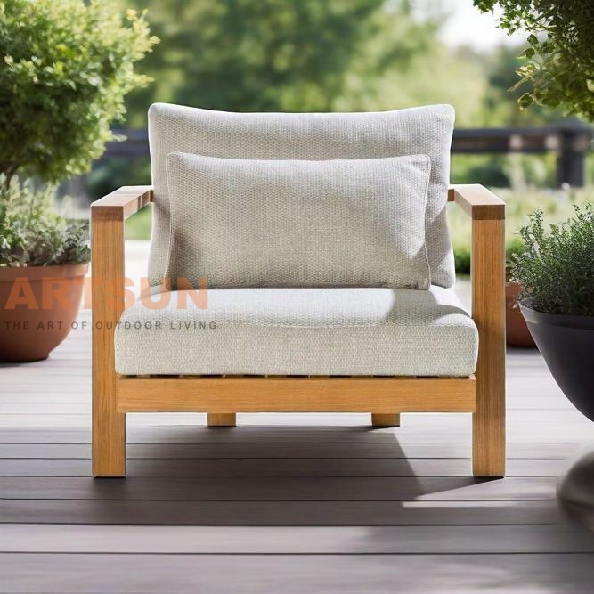 Sillón sofá de exterior de madera de teca de lujo para Resort