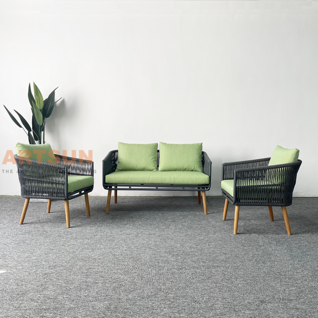 Sofá de jardín liviano de la cuerda tejida más popular para relajación al aire libre