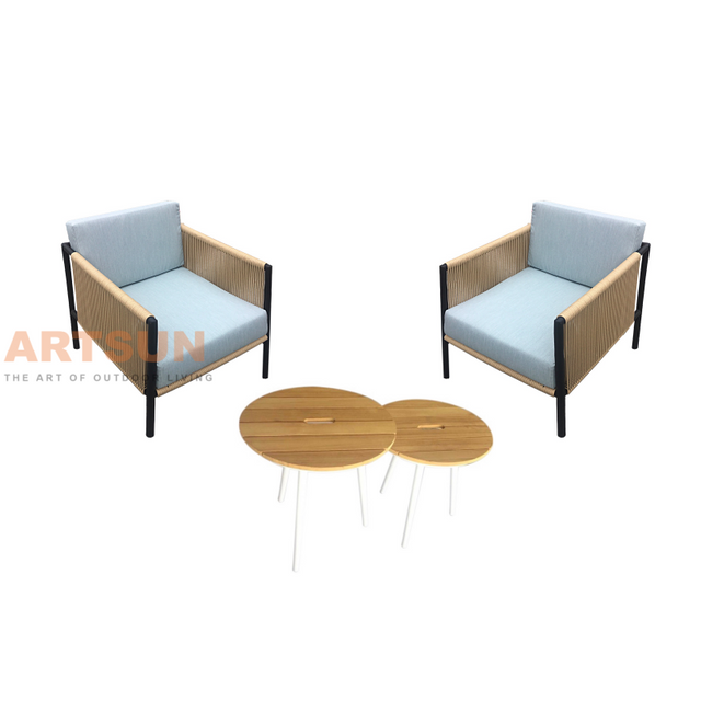 Sofá de cuerda sintética tejida al aire libre para asientos modernos de salón de patio