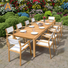 Set de mesa de comedor al aire libre de madera de teca rectangular resistente