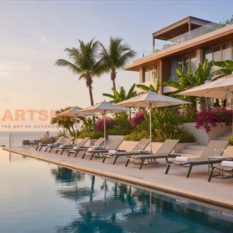 Tumbona de aluminio Teslin transpirable y de secado rápido para hoteles y centros turísticos