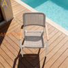 Nuevo diseño premium apilable Patio al aire libre Jardín Tejido de cuerdas Garantía resistente a la intemperie Silla de comedor para Resort Hotel Villa Restaurante Hospitalidad junto a la piscina