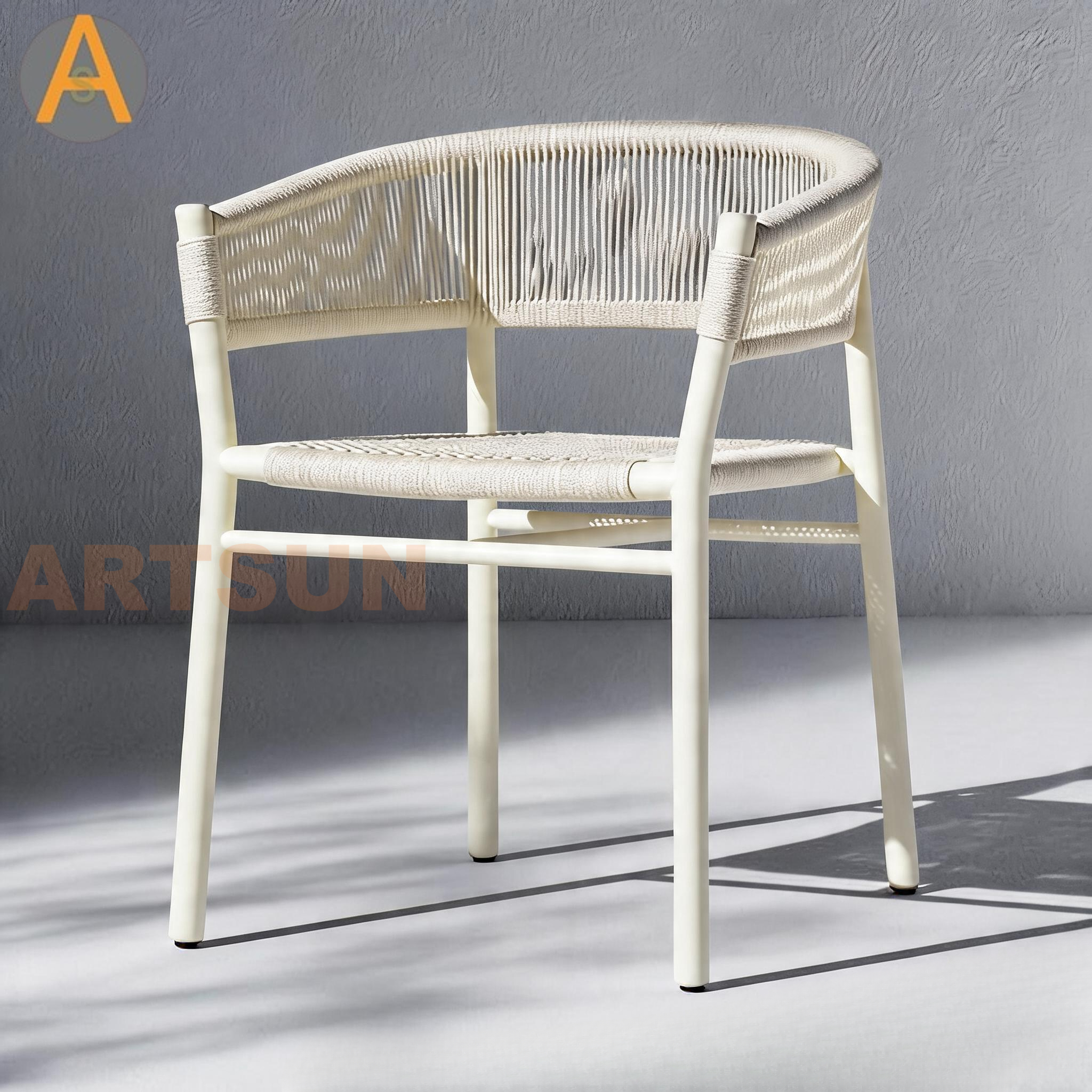 Patio de mimbre duradero de alta calidad comercial Silla blanca para jardín