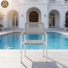 Nuevo diseño premium apilable Patio al aire libre Jardín Tejido de cuerdas Garantía resistente a la intemperie Silla de comedor para Resort Hotel Villa Restaurante Hospitalidad junto a la piscina