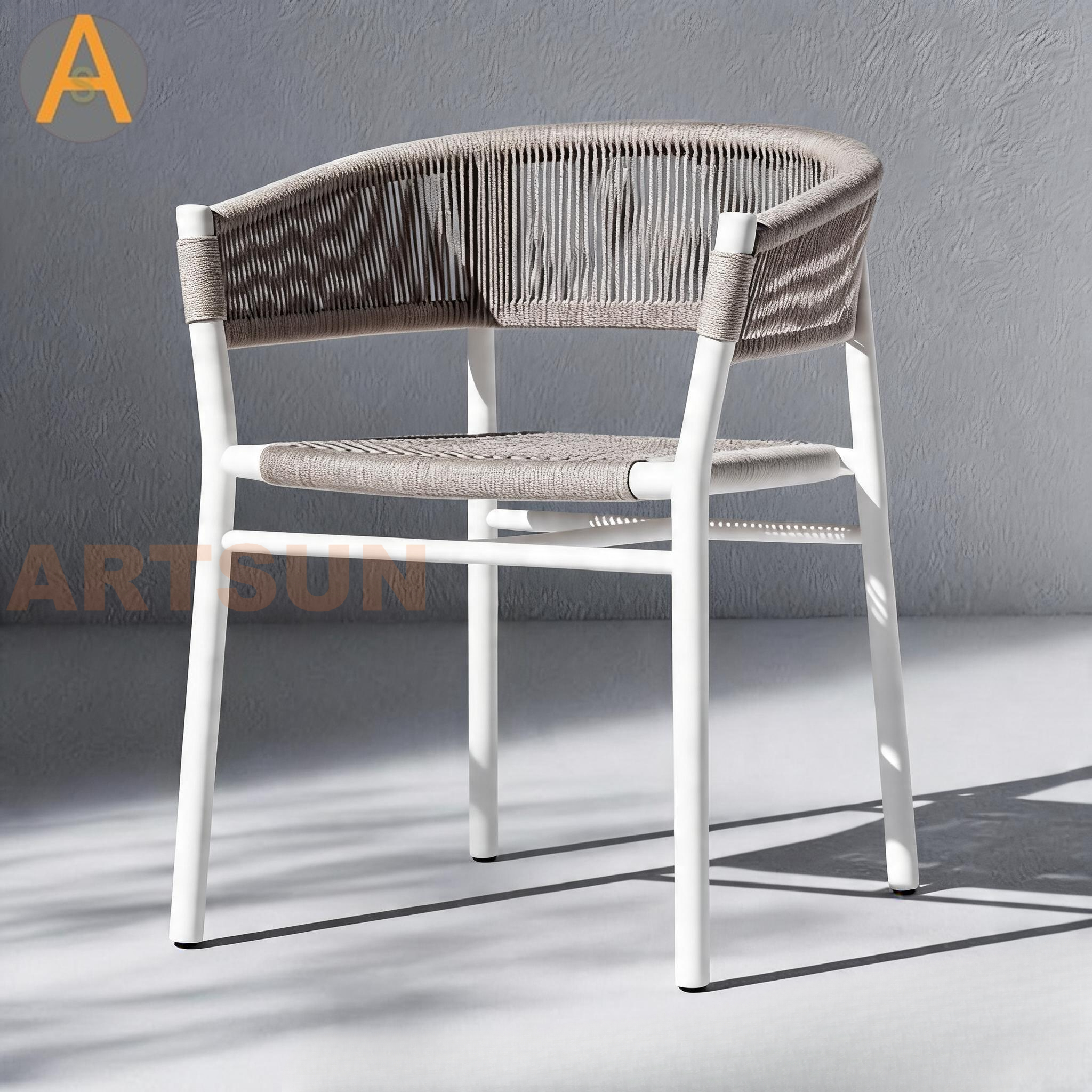 Patio de mimbre duradero de alta calidad comercial Silla blanca para jardín