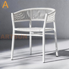 Patio de mimbre duradero de alta calidad comercial Silla blanca para jardín